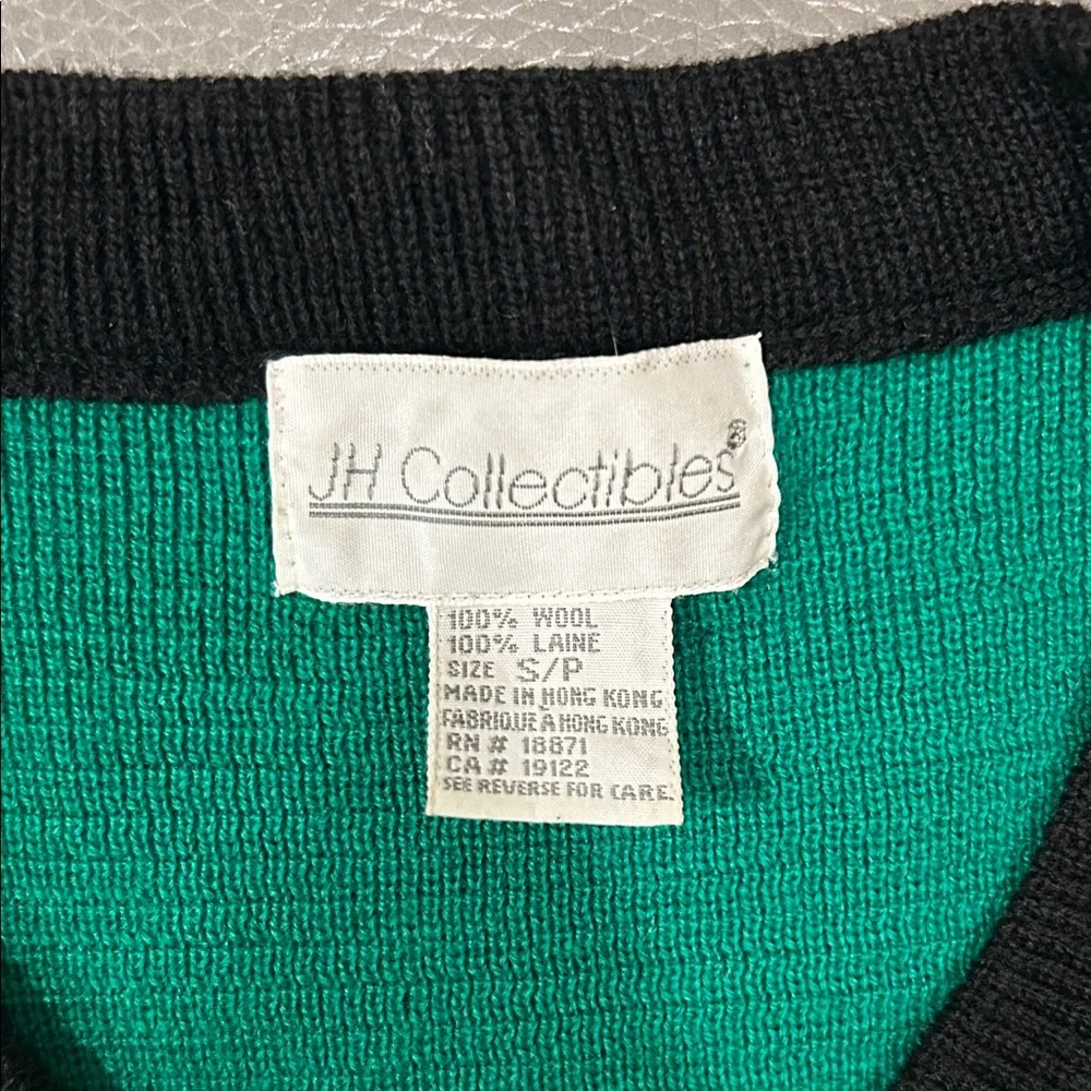 JH collectibles wool women Green and Black Cardigan Sweater, size S. - Picture 2 of 6